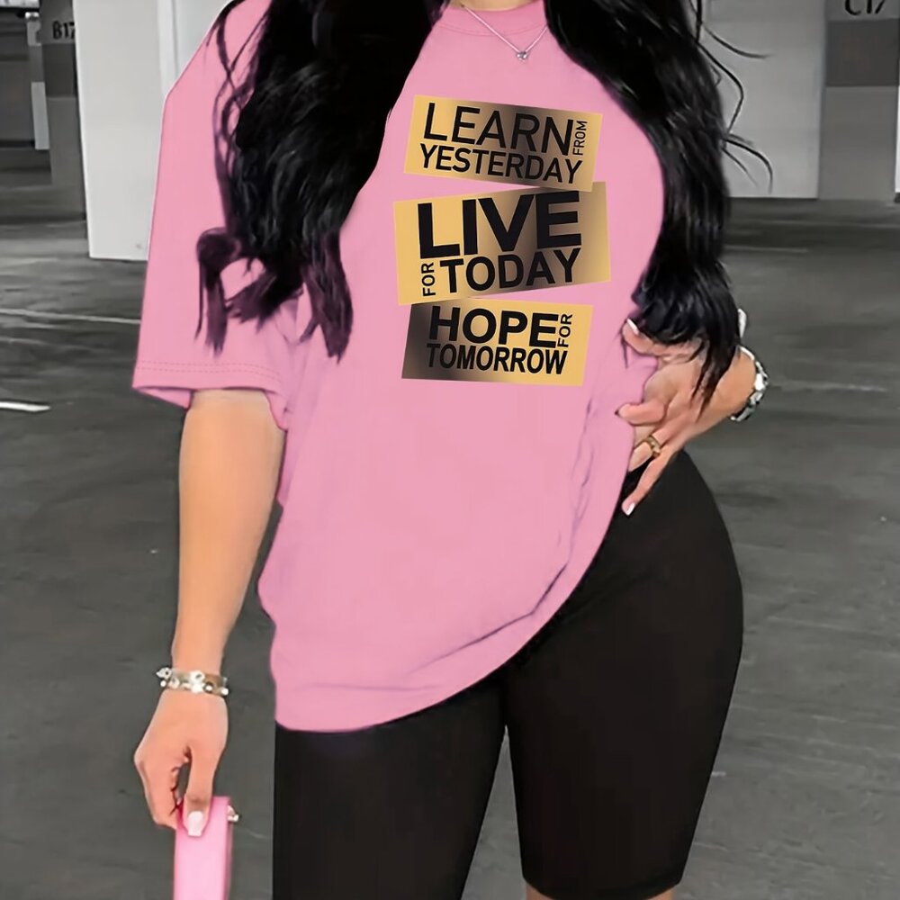 Pink Two-piece Suit, Short Sleeve T-shirt & Short Leggings